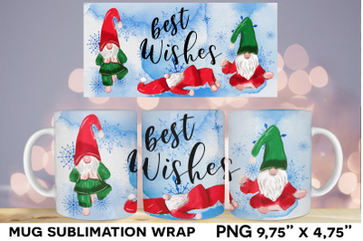 Best Wishes Mug wrap template, Christmas mug sublimation