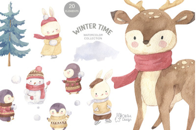 FREE Winter Time Watercolor Collection