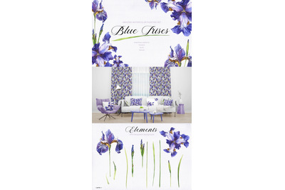 FREE Blue Irises - watercolor painting set