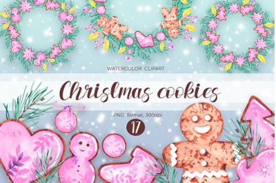 Watercolor Christmas cookies / Watercolor clipart PNG