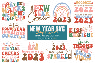 FREE Retro New Year SVG Bundle
