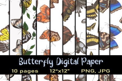 10 Hand-Drawn Butterfly Seamless Patterns