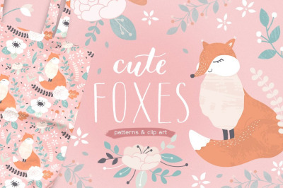 FREE Cute Foxes Patterns &amp; Clipart