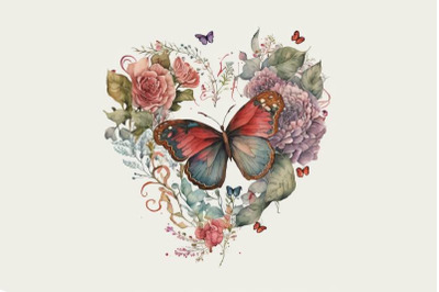FREE Watercolor Valentines Butterfly Illustration