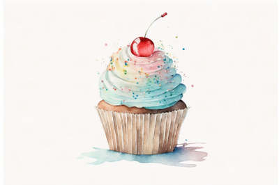 FREE Watercolor Cupcake Clipart