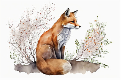 FREE Watercolor Floral Foxes