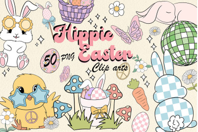 Retro Hippie Easter Clipart