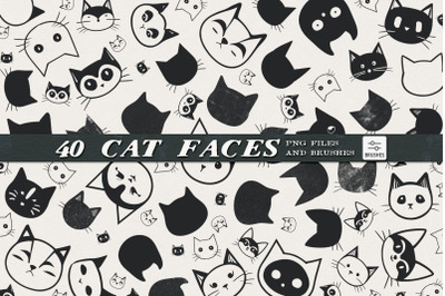 FREE Cat Faces PNGs and Brushes