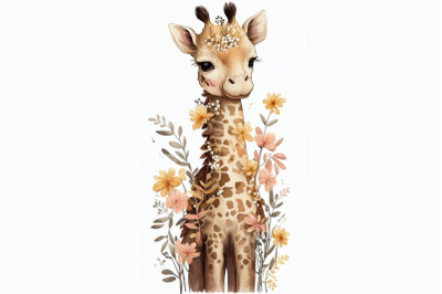 Giraffe with Flowers