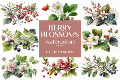 FREE Berry Blossoms Watercolors