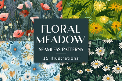 FREE Floral Meadow Seamless Patterns