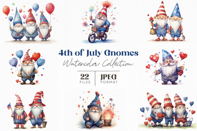 4th of July Gnomes Watercolor Collection