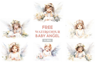 FREE Watercolour Baby Angel