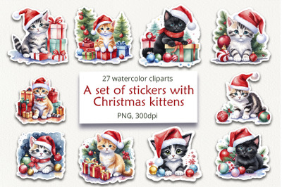 FREE  Stickers with Christmas Kittens