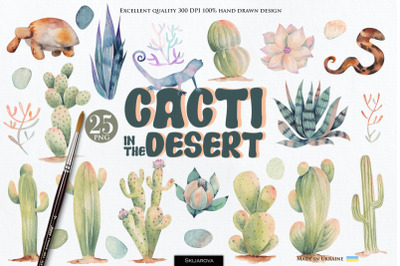 Cacti In The Desert Clipart