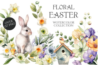 FREE Floral Easter Watercolor illustrations