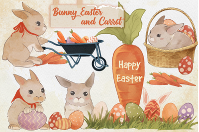 FREE Bunny Easter &amp; Carrots Cliparts