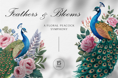 FREE Floral Peacock Symphony Illustration