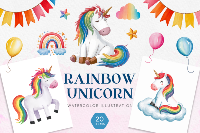 FREE Rainbow Unicorn Illustration