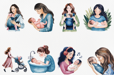 FREE Mother and Newborn Baby Illustration