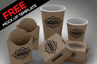 Free Mock Up Template fast food branding and packaging