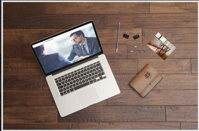 FREE Macbook Pro Wooden Table Mockup