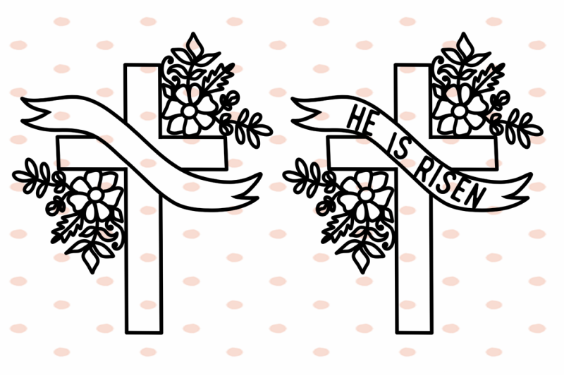 Download Free He Is Risen Floral Cross Svg Cut File By Thehungryjpeg Thehungryjpeg Com