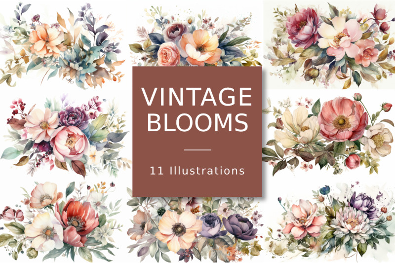 FREE Vintage Blooms By TheHungryJPEG | TheHungryJPEG