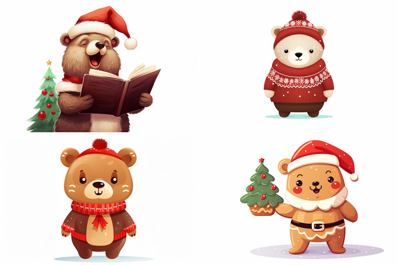 FREE Christmas Bears By TheHungryJPEG TheHungryJPEG