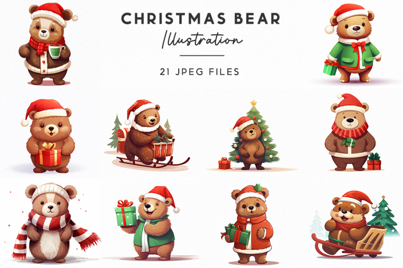 FREE Christmas Bears By TheHungryJPEG TheHungryJPEG